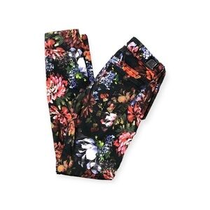 Guess jeggings slim fit stretch black floral painting print bright bold 26